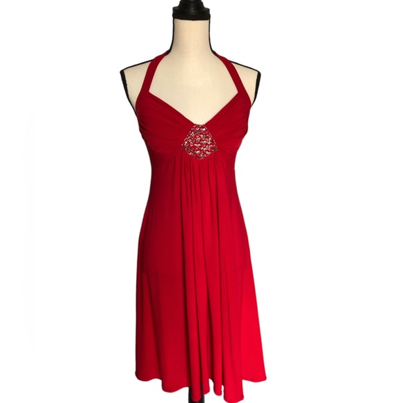 Woman Red Backless Dress Sequin Detail size 6 - Picture 1 of 4